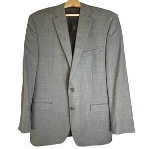 Lauren Ralph Lauren 2 Button 100% Wool Classic Grey Sports Coat 44L Green‎ Label